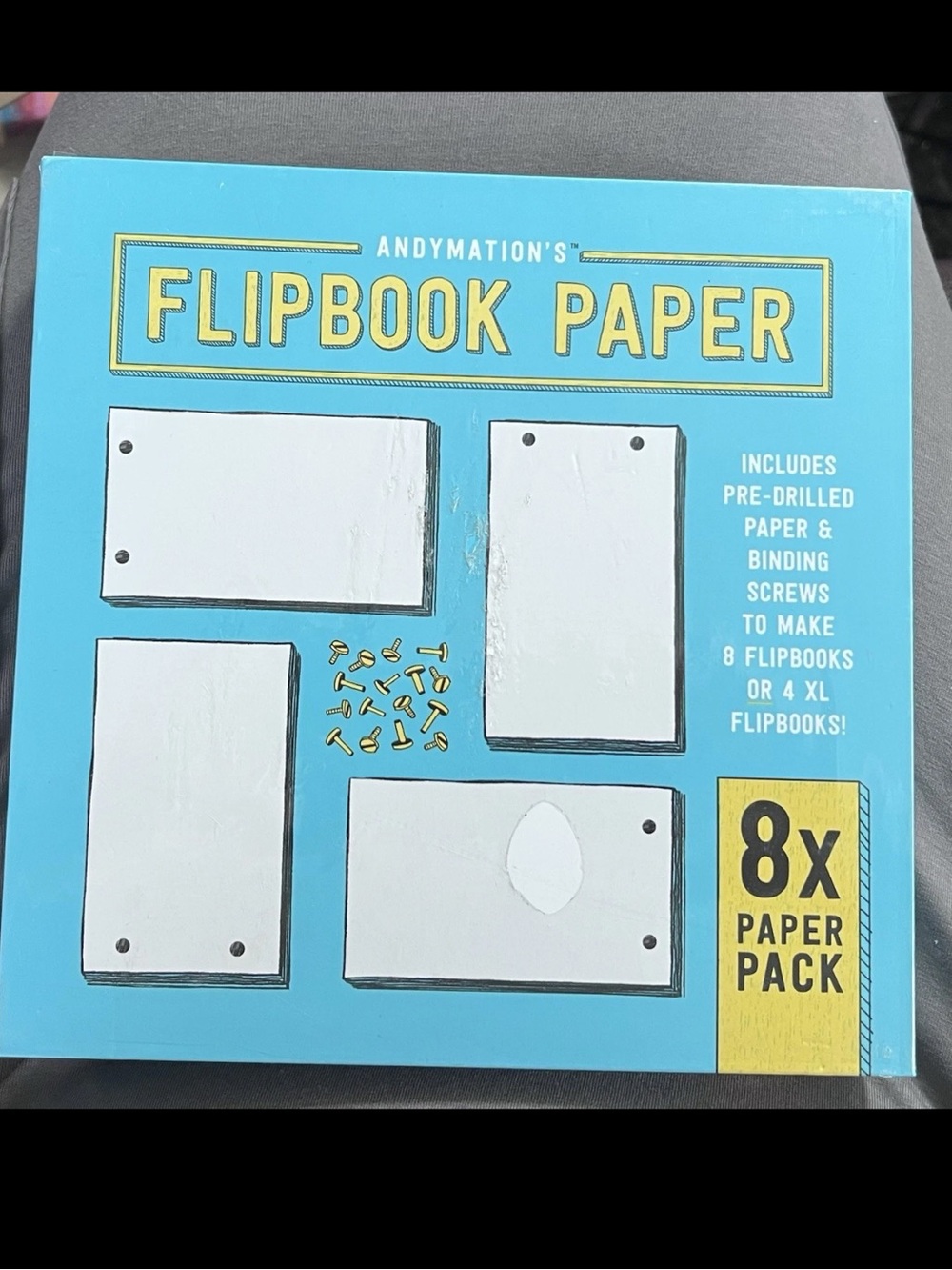 Andymation Flipbook Paper 8X Pack Pre-Drilled Animation Paper & Binding Screws